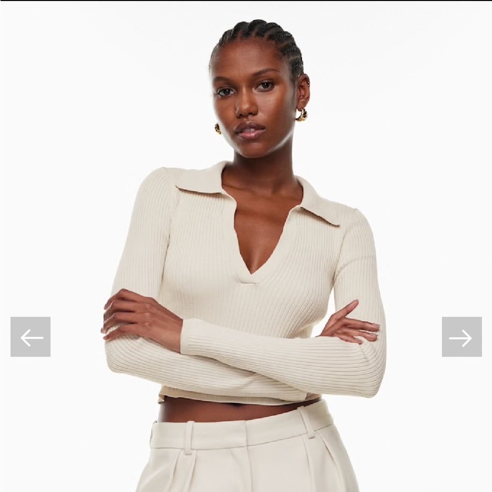 Aritzia Babaton Sculpt Knit Polo Long Sleeve Size 2XS